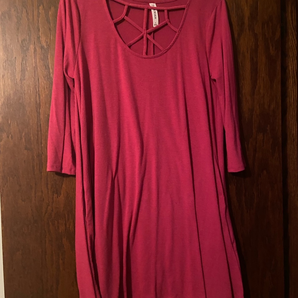 Size Large Zenana Premium Magenta T-shirt Dress